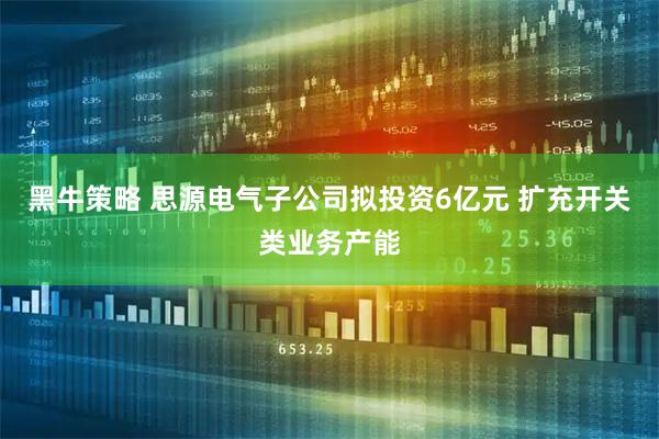 黑牛策略 思源电气子公司拟投资6亿元 扩充开关类业务产能